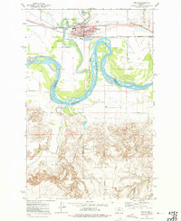 1972 Map of Poplar, MT, 1975 Print