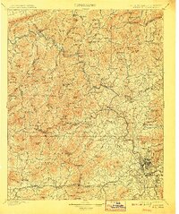 1901 Map of Asheville, 1907 Print