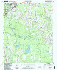 Download a high-resolution, GPS-compatible USGS topo map for Four Oaks NE, NC (1986 edition)