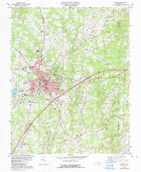 1981 Map of Oxford, NC, 1990 Print