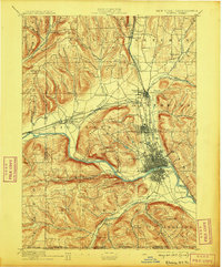 1895 Map of Elmira, 1907 Print