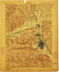 1895 Map of Elmira, 1910 Print