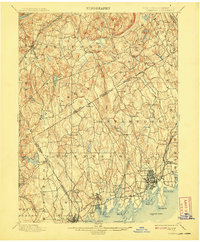 1899 Map of Stamford, CT, 1908 Print
