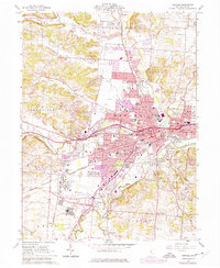 1961 Map of Newark, OH, 1975 Print