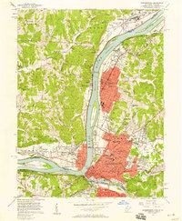 1957 Map of Parkersburg, WV, 1958 Print