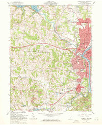 1961 Map of Zanesville, OH, 1972 Print