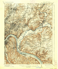 1914 Map of East Cincinnati, 1936 Print