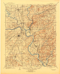 1901 Map of Muskogee County, OK, 1945 Print