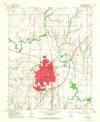 1966 Map of Chickasha, OK, 1967 Print