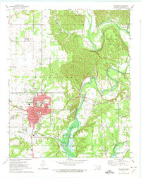Download a high-resolution, GPS-compatible USGS topo map for Tahlequah, OK (1974 edition)
