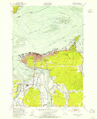 1949 Map of Astoria, OR, 1955 Print