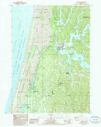 Download a high-resolution, GPS-compatible USGS topo map for Lakeside, OR (1985 edition)
