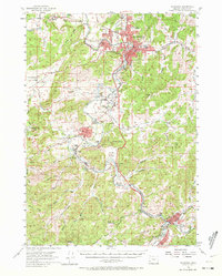 1955 Map of Roseburg, OR, 1972 Print