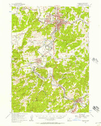 1955 Map of Roseburg, OR, 1957 Print