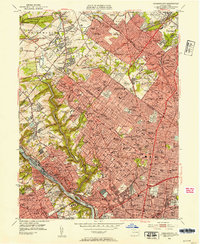 preview thumbnail of historical topo map of Philadelphia County, PA in 1952