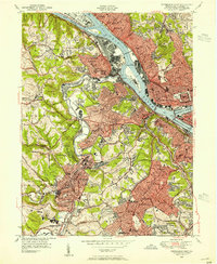 1948 Map of Pittsburgh West, 1954 Print