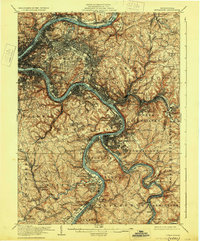 1907 Map of Pittsburgh, 1928 Print