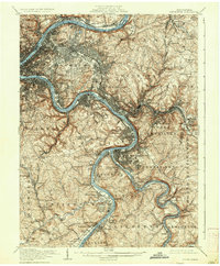 1907 Map of Pittsburgh, 1937 Print