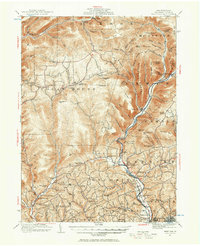 1921 Map of Lycoming County, PA, 1964 Print