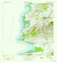 1941 Map of Puerto Real, PR, 1953 Print