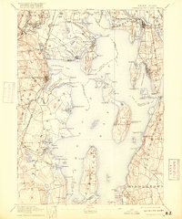 1892 Map of Narragansett Bay, 1918 Print
