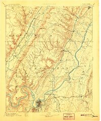 1893 Map of Chattanooga, 1907 Print