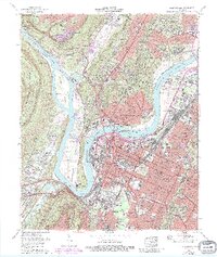 1969 Map of Chattanooga, 1987 Print