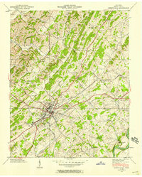1939 Map of Greeneville, TN, 1958 Print