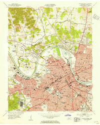 1952 Map of Nashville, TN, 1954 Print