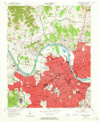 1952 Map of Nashville, TN, 1964 Print