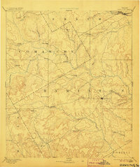 1894 Map of Hamilton, TX, 1906 Print