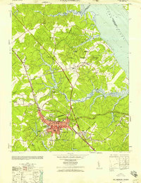 1952 Map of Williamsburg, 1957 Print