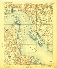 1907 Map of Yorktown, 1921 Print