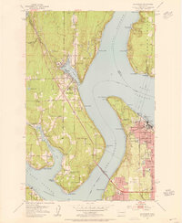 1953 Map of Gig Harbor, WA, 1955 Print