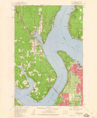 1959 Map of Gig Harbor, WA, 1960 Print