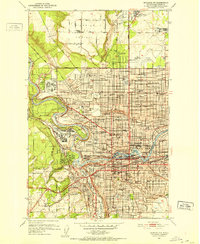 1950 Map of Spokane NW, 1952 Print