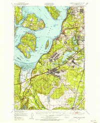 1948 Map of Fox Island, WA, 1955 Print