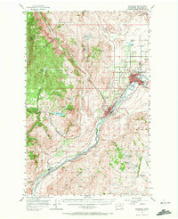1957 Map of Okanogan, WA, 1972 Print