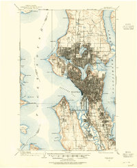 preview thumbnail of historical topo map of Seattle, King County, WA in 1908