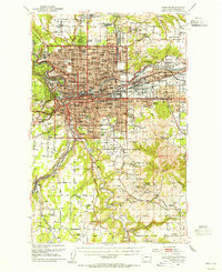 1950 Map of Spokane, 1955 Print