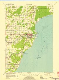 1956 Map of Oconto, 1957 Print