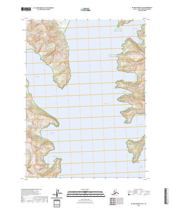 USGS Topographic Map – Blying Sound D-8 SE