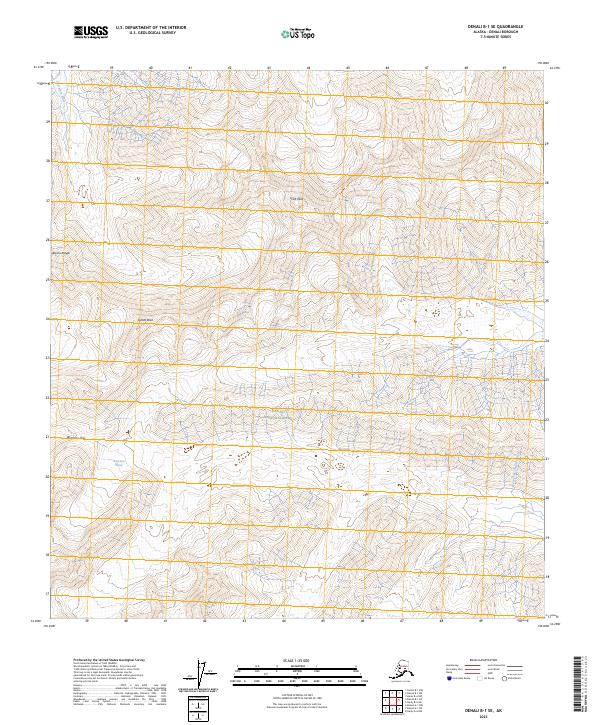 USGS Topographic Map – Denali B-1 SE