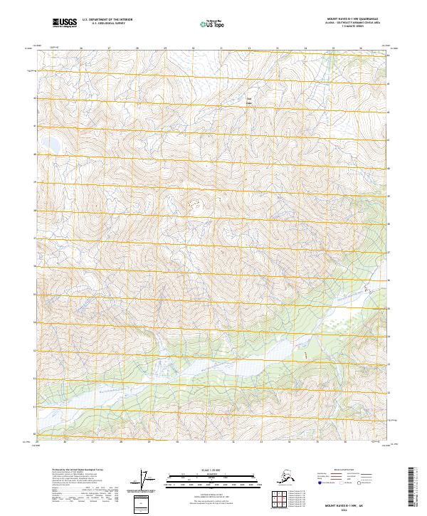 2024 Map of Mount Hayes B-1 NW, 2024 Print