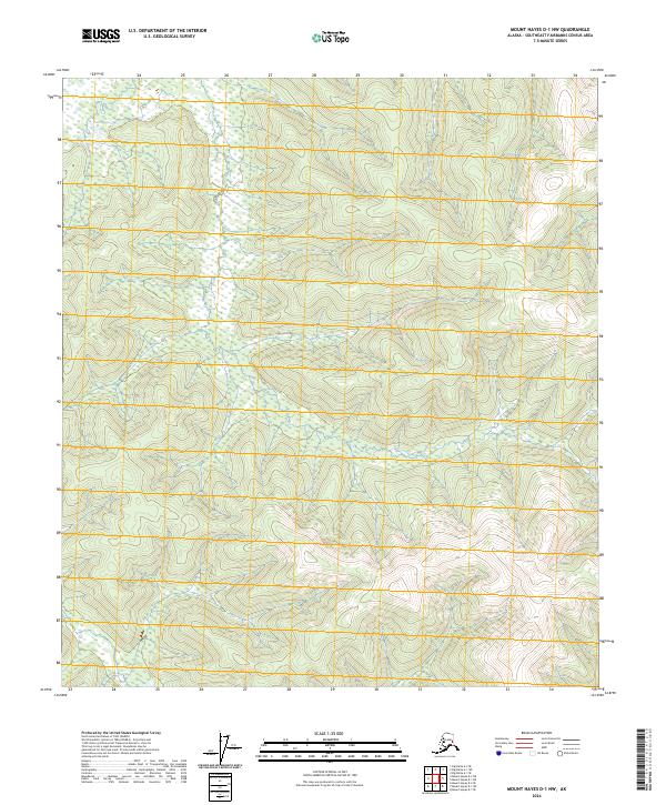 2024 Map of Mount Hayes D-1 NW, 2024 Print