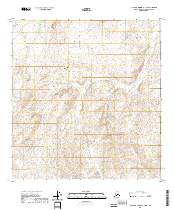 USGS Topographic Map – Talkeetna Mountains B-1 SW