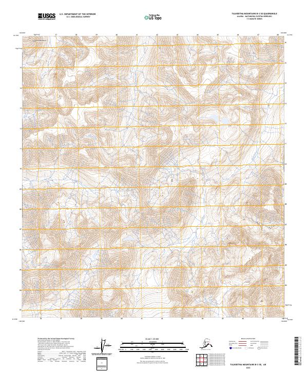 2023 Map of Talkeetna Mountains B-3 SE, 2023 Print