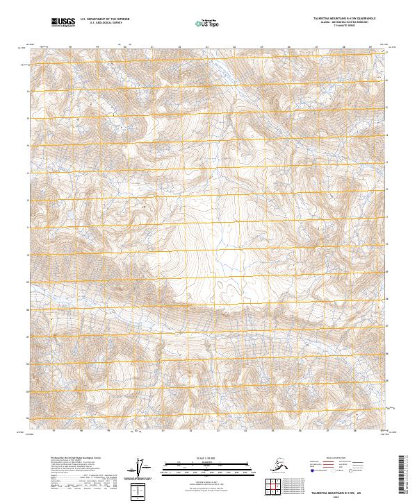 2023 Map of Talkeetna Mountains B-4 SW, 2023 Print