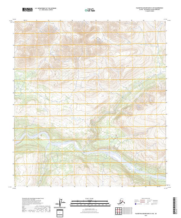 USGS Topographic Map – Talkeetna Mountains D-2 SW