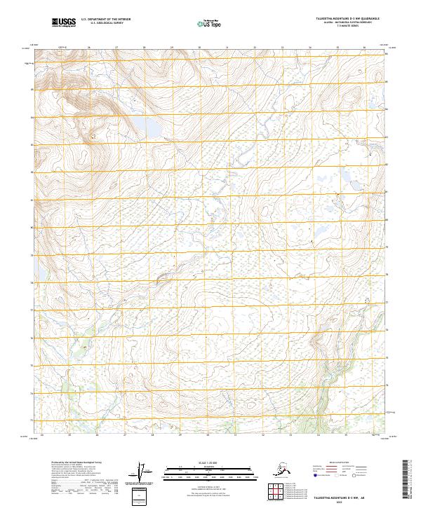 2023 Map of Talkeetna Mountains D-3 NW, 2023 Print